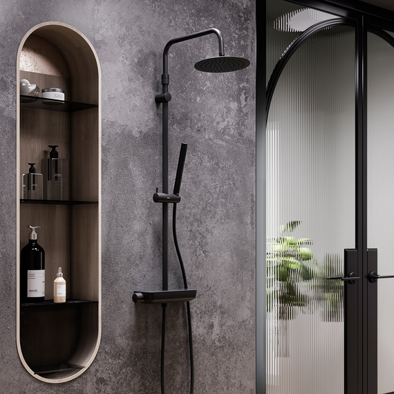 Душевая система c термостатом Damixa Scandinavian Pure 936780300, чёрный - фото 7