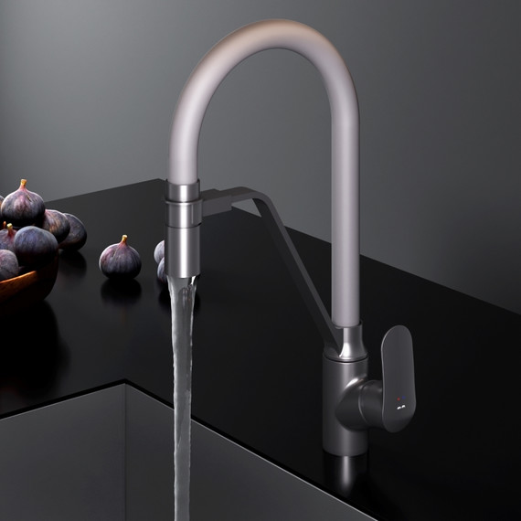 Смеситель для кухни AM.PM Like F8007825 для питьевой воды и гибким изливом, чёрный/серый, Цвет производителя: чёрный, серый - фото, картинка 9 Смеситель для кухни AM.PM Like F8007825 для питьевой воды и гибким изливом, чёрный/серый, Цвет производителя: чёрный, серый - фото 9