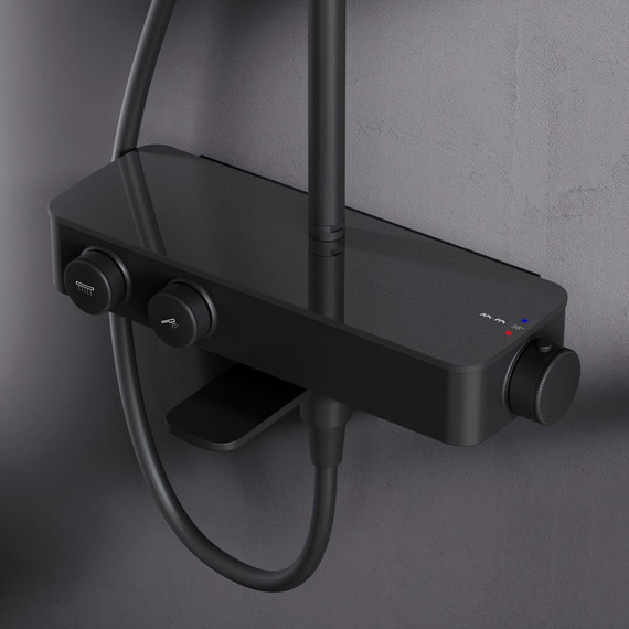 Душевая система AM.PM Inspire V2.0 F0750A522 с термостатом, чёрный, Цвет производителя: чёрный - фото 4