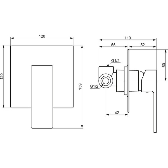 Смеситель для душа Damixa Gala 537500300 со скрытой частью, чёрный, Цвет производителя: чёрный - фото 5