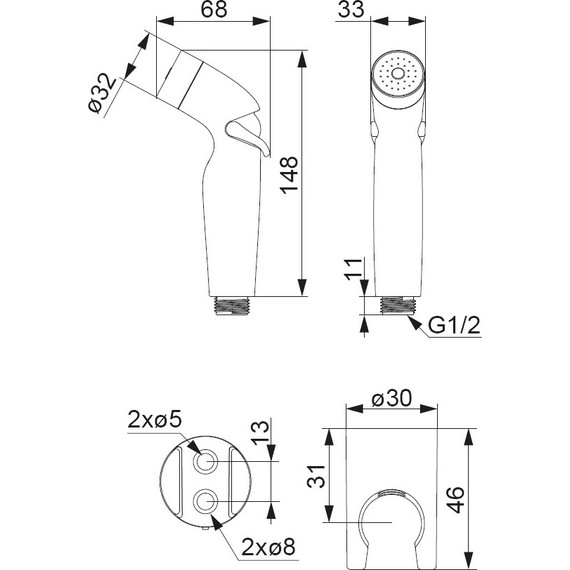 Гигиенический душ с держателем Damixa Shower program 760550100 - фото 3