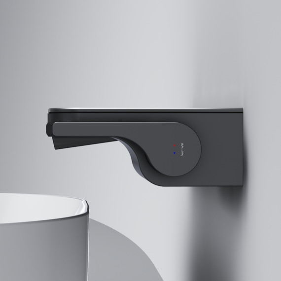 Смеситель для раковины AM.PM Func монтируемый в стену с полкой и каскадным изливом F8F72722, чёрный, Цвет производителя: чёрный - фото 5