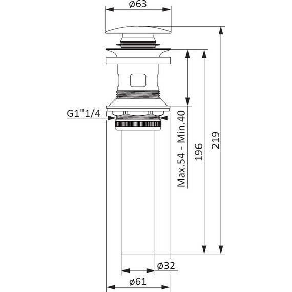 Донный клапан Damixa Option 210610000 удлинённый - фото 5