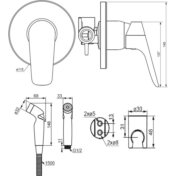 Набор для гигиенического душа Damixa Jupiter 777510300, чёрный - фото 5