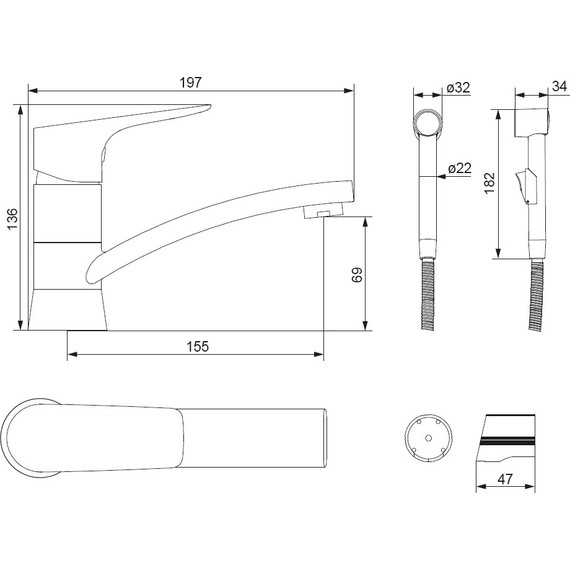Смеситель для раковины Damixa Jupiter 770230001 с гигиеническим душем - фото 6