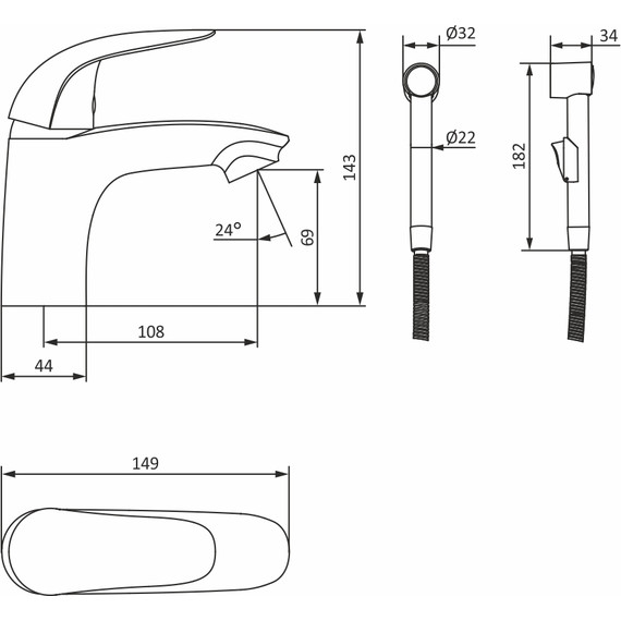 Смеситель для раковины Damixa Eclipse 310300001  с гигиеническим душем - фото 7