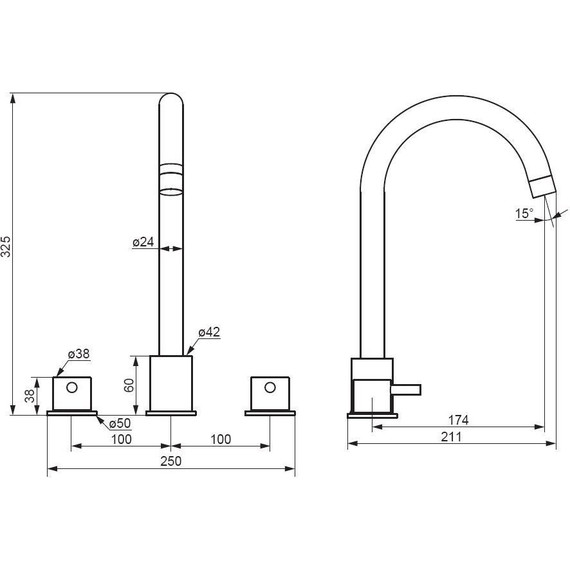 Смеситель для раковины встраиваемый Damixa Scandinavian Pure 360200300, чёрный, Цвет производителя: чёрный - фото 6