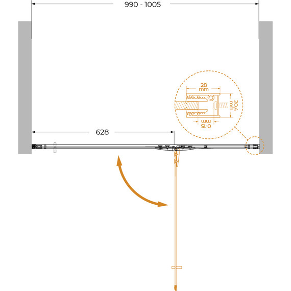 Душевая дверь Cezares 100 см LINER-B-12-100-C-Cr-R, хром/прозрачное - фото 8