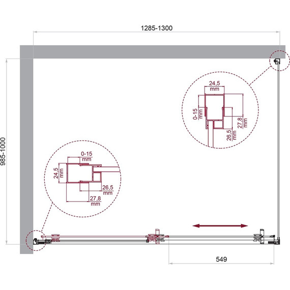 Душевое ограждение BelBagno 130x100 см LUCE-AH-1-130/100-C-Cr, хром/прозрачное - фото 6