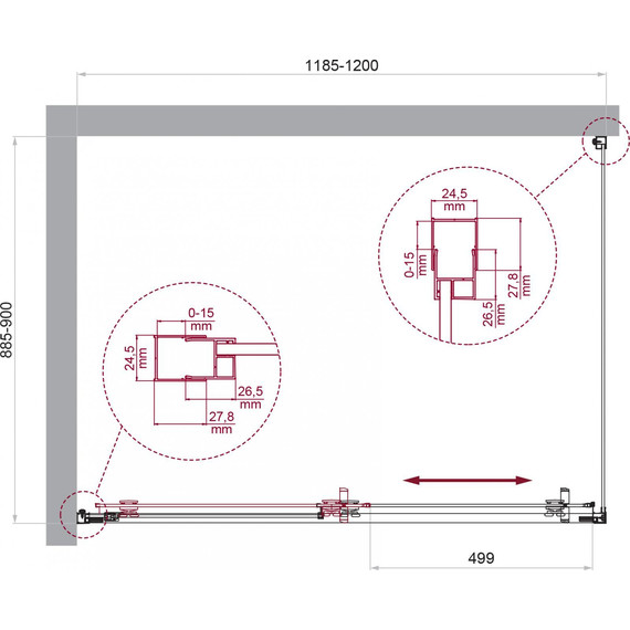 Душевое ограждение BelBagno 120x90 см LUCE-AH-1-120/90-P-Cr, хром/матовое - фото 6