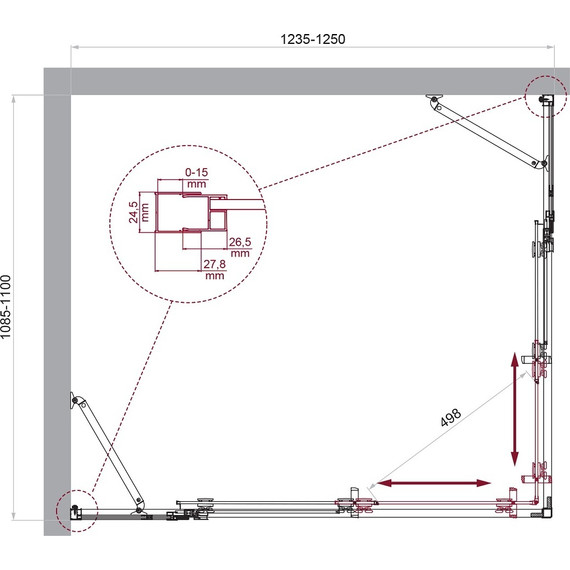 Душевое ограждение BelBagno 125x110 см LUCE-AH-22-125/110-C-Cr, хром/прозрачное - фото 6