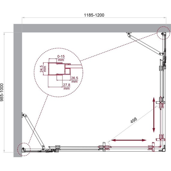 Душевое ограждение BelBagno 120x100 см LUCE-AH-22-120/100-C-Cr, хром/прозрачное - фото 6