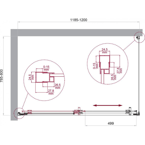Душевое ограждение BelBagno 120x80 см LUCE-AH-1-120/80-C-Cr, хром/прозрачное - фото 6