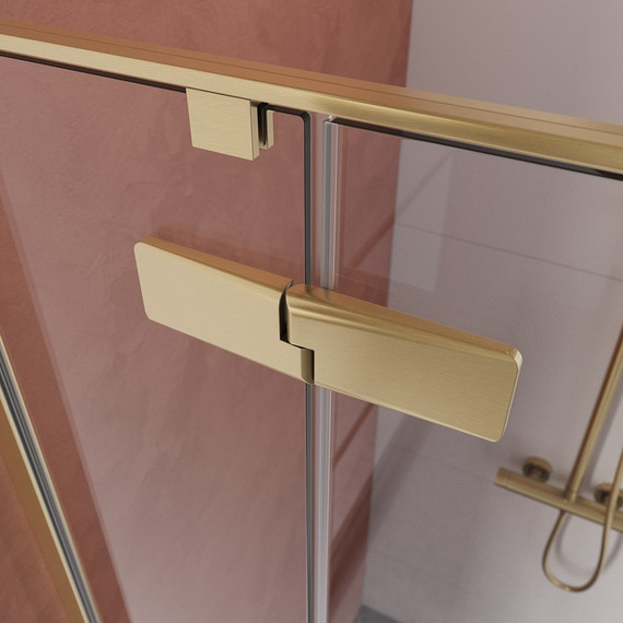 Душевое ограждение Cezares 90x90 см LINER-A-1-90-C-BORO-R, золото/прозрачное - фото 5