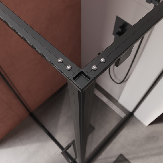 Душевое ограждение Cezares 90x90 см LINER-A-1-90-C-NERO-R, чёрный/прозрачное - фото 3