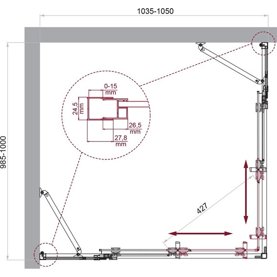 Душевое ограждение BelBagno 105x100 см LUCE-AH-22-105/100-C-Cr, хром/прозрачное - фото 6