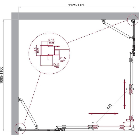 Душевое ограждение BelBagno 115x110 см LUCE-AH-22-115/110-C-Cr, хром/прозрачное - фото 6