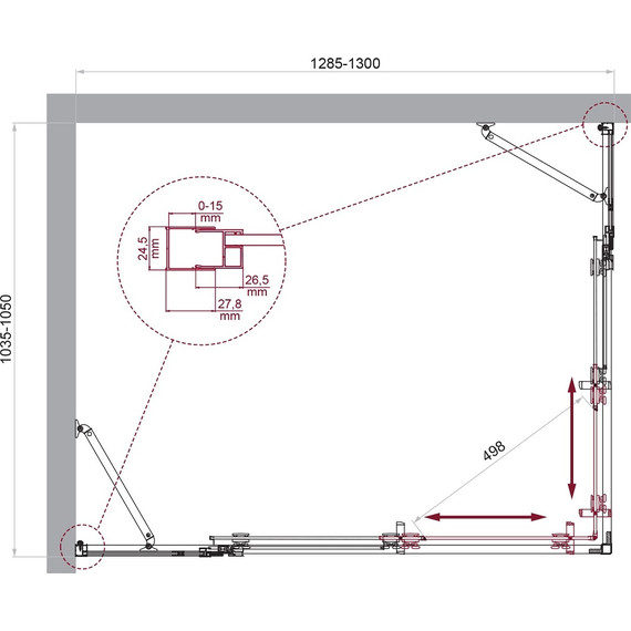Душевое ограждение BelBagno 130x105 см LUCE-AH-22-130/105-C-Cr, хром/прозрачное - фото 6