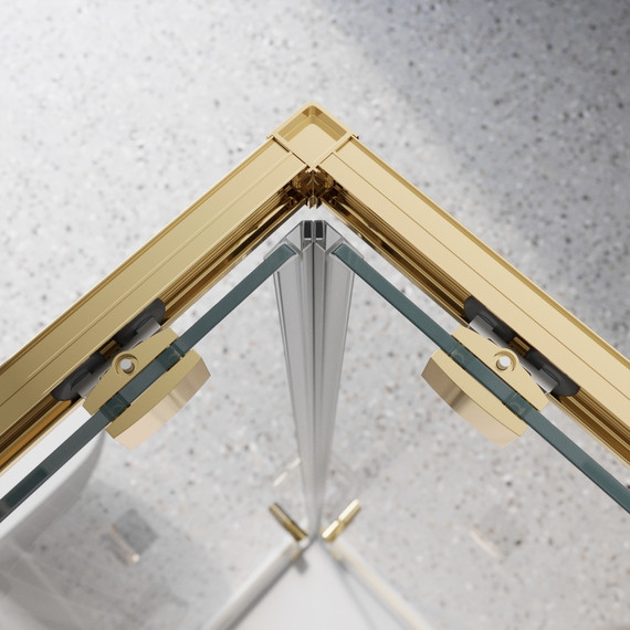 Душевое ограждение BelBagno 90x90 см LUCE-A-2-90-C-ORO, золото/прозрачное - фото 3