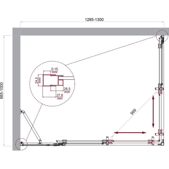 Душевое ограждение BelBagno 130x100 см LUCE-AH-21-130/100-C-Cr, хром/прозрачное - фото 6