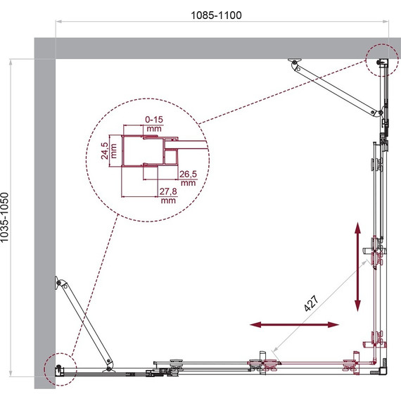 Душевое ограждение BelBagno 110x105 см LUCE-AH-22-110/105-C-Cr, хром/прозрачное - фото 6