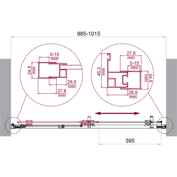 Душевая дверь BelBagno 100 см LUCE-BF-1-100-C-Cr, хром/прозрачное - фото 6