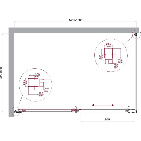 Душевое ограждение BelBagno 150x100 см LUCE-AH-1-150/100-C-Cr, хром/прозрачное - фото 6