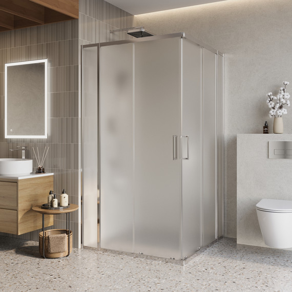 Душевое ограждение BelBagno 110x110 см LUCE-A-22-90+20-P-Cr, хром/матовое - фото 