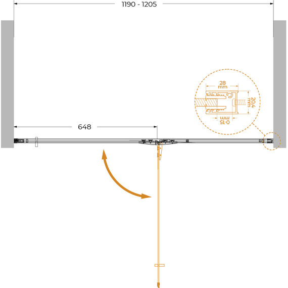 Душевая дверь Cezares 120 см LINER-B-12-120-C-Cr-R, хром/прозрачное - фото 8