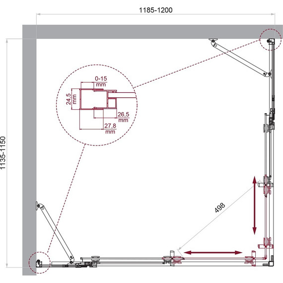 Душевое ограждение BelBagno 120x115 см LUCE-AH-22-120/115-C-Cr, хром/прозрачное - фото 6