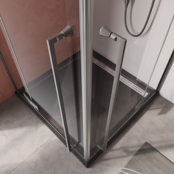 Душевое ограждение Cezares 90x90 см LINER-A-2-90-C-GM, оружейная сталь/прозрачное - фото 2