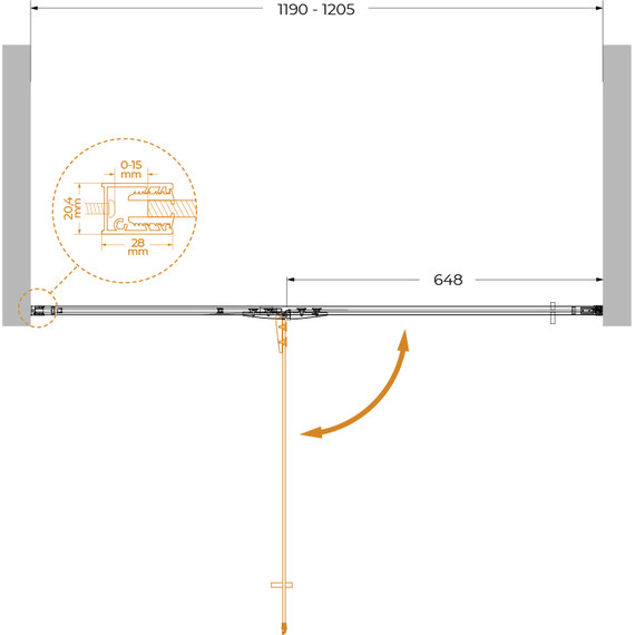 Душевая дверь Cezares 120 см LINER-B-12-120-C-Cr-L, хром/прозрачное - фото 8