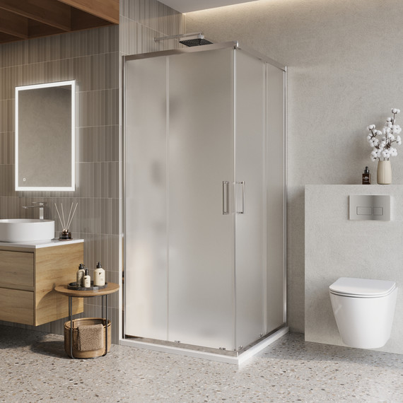 Душевое ограждение BelBagno 90x90 см LUCE-A-2-90-P-Cr, хром/матовое - фото 