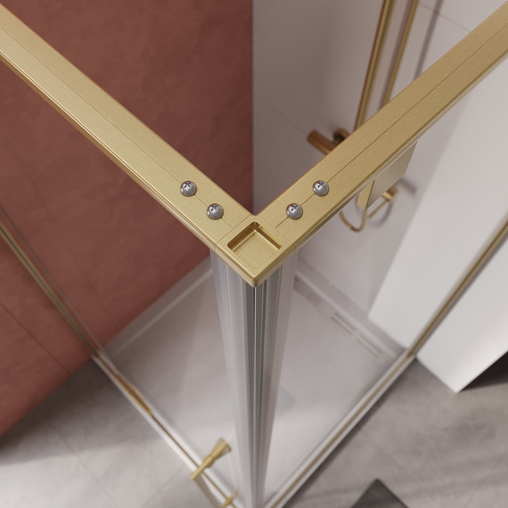 Душевое ограждение Cezares 90x90 см LINER-A-1-90-C-BORO-R, золото/прозрачное - фото 3