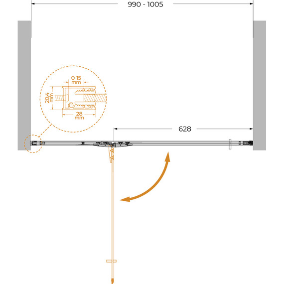 Душевая дверь Cezares 100 см LINER-B-12-100-C-Cr-L, хром/прозрачное - фото 8