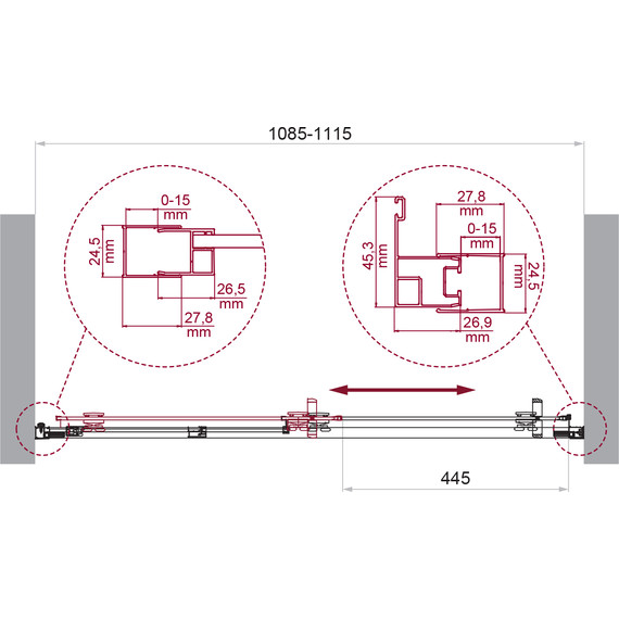 Душевая дверь BelBagno 110 см LUCE-BF-1-110-C-Cr, хром/прозрачное - фото 6