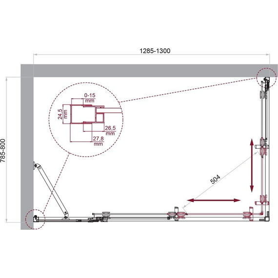 Душевое ограждение BelBagno 130x80 см LUCE-AH-21-130/80-C-Cr, хром/прозрачное - фото 6