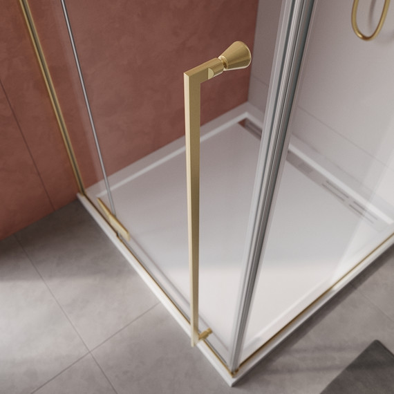Душевое ограждение Cezares 90x90 см LINER-A-1-90-C-BORO-R, золото/прозрачное - фото 2
