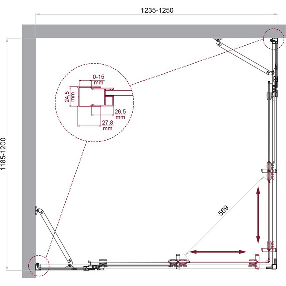 Душевое ограждение BelBagno 125x120 см LUCE-AH-22-125/120-C-Cr, хром/прозрачное - фото 6