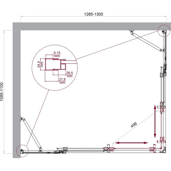 Душевое ограждение BelBagno 130x110 см LUCE-AH-22-130/110-C-Cr, хром/прозрачное - фото 6