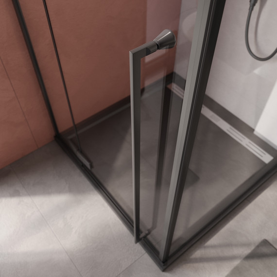 Душевое ограждение Cezares 90x90 см LINER-A-1-90-C-NERO-L, чёрный/прозрачное - фото 2