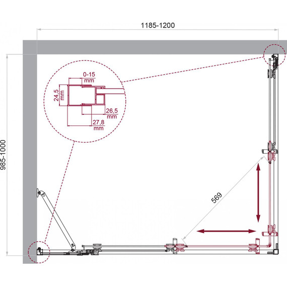 Душевое ограждение BelBagno 120x100 см LUCE-AH-21-120/100-C-Cr, хром/прозрачное - фото 6