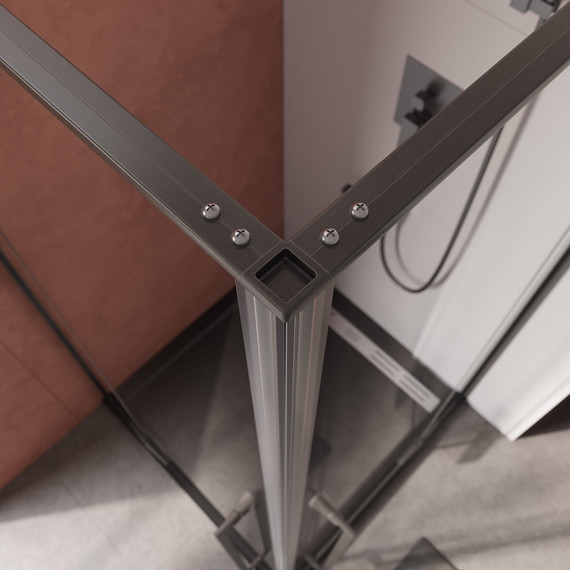 Душевое ограждение Cezares 90x90 см LINER-A-2-90-C-GM, оружейная сталь/прозрачное - фото 3