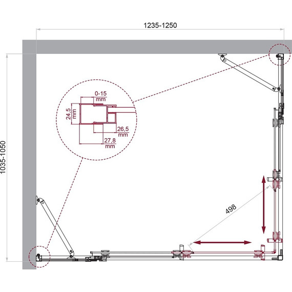 Душевое ограждение BelBagno 125x105 см LUCE-AH-22-125/105-C-Cr, хром/прозрачное - фото 6
