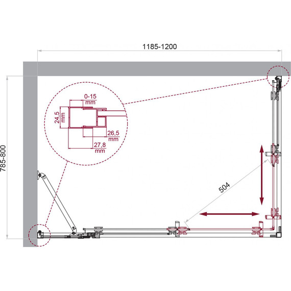 Душевое ограждение BelBagno 120x80 см LUCE-AH-21-120/80-P-Cr, хром/матовое - фото 6