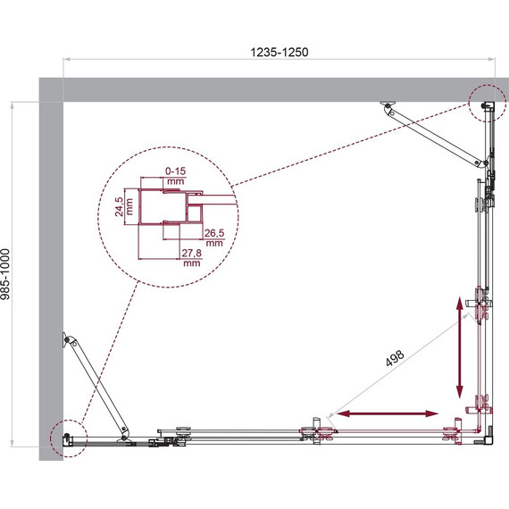 Душевое ограждение BelBagno 125x100 см LUCE-AH-22-125/100-C-Cr, хром/прозрачное - фото 6