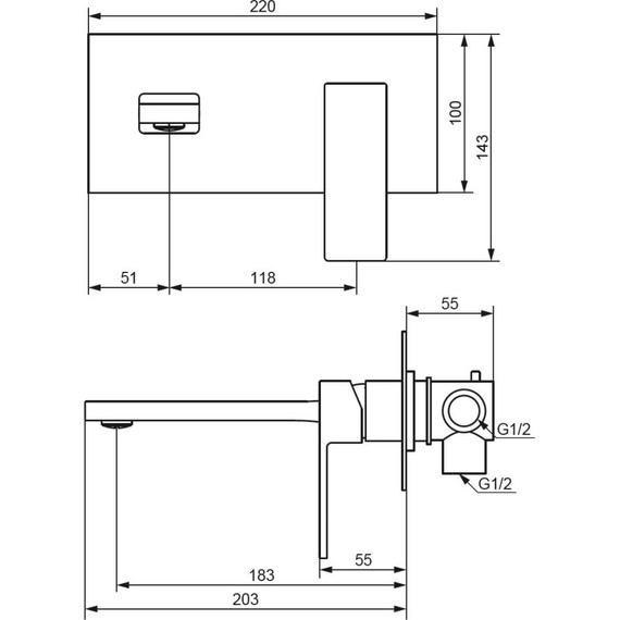 Смеситель для раковины со стены Damixa Gala 530260300 (со скрытой частью) чёрный, Цвет производителя: чёрный - фото 5