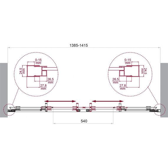 Душевая дверь BelBagno 140 см LUCE-BF-2-140-C-Cr, хром/прозрачное - фото 6