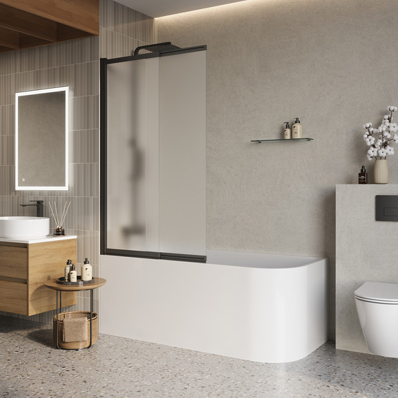 Шторка для ванны BelBagno 90 см LUCE-VF-11-90/145-P-NERO, чёрный/матовое - фото 