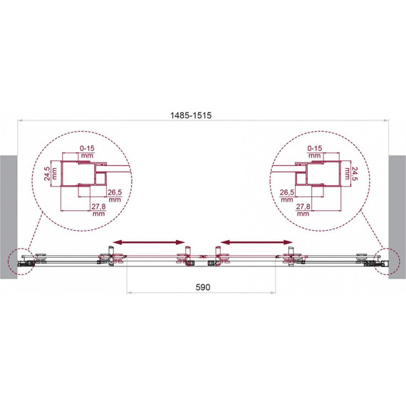 Душевая дверь BelBagno 150 см LUCE-BF-2-150-C-Cr, хром/прозрачное - фото 6